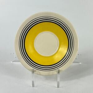 Vintage Gilman & Cia Sacavém Art Deco Saucer Yellow Black Rings Portugal​